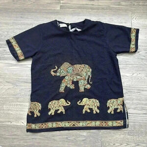 Jeffry Collection  | Vintage elephant short sleeve top
